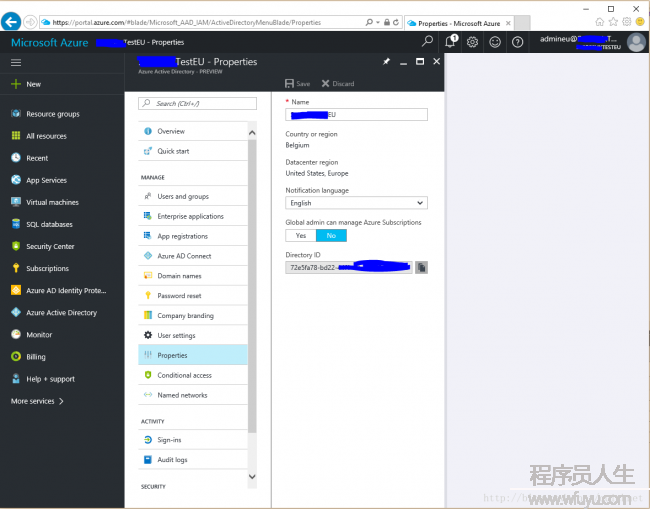如何獲取Azure Tenant的Tenant Id?