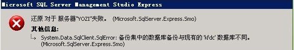 SQL Server備份集中的數據庫備份與現有的數據庫不同的解決