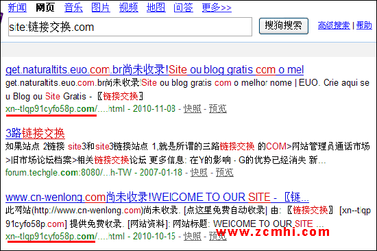 搜狗對中文域名網站收錄情況
